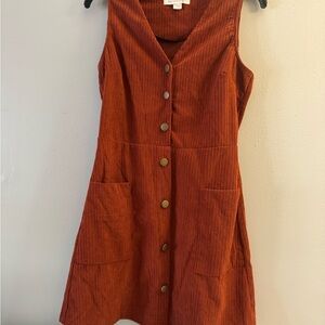 Zara Rust Button-Front Mini Dress